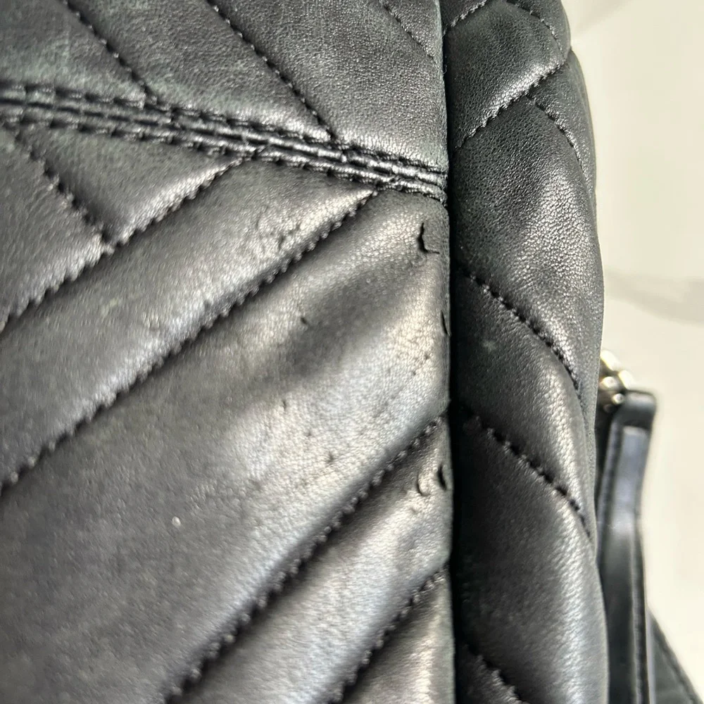 Michael Kors Black Quilted Shoulder Bag with Silver Chain
